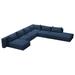 Seasonal Living Fizz 271" Wide Left Hand Facing Patio Sectional w/ Cushions Wood in Gray/Blue | 28 H x 271 W x 72 D in | Wayfair