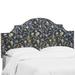 Etta Avenue™ Bailey Nail Button Notched Neo Leo Panel Headboard Upholstered/Linen/Cotton in Blue/Brown | King | Wayfair