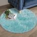 Blue Round 6' Area Rug - Mercer41 Faux Fur Sheepskin Light Area Rugs, Floor Carpets Plush Sofa Cover Seat Pad Sheepskin/Faux Fur | Wayfair