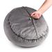 Tucker Murphy Pet™ Corduroy Velvet & Natural Sherpa Round w/ Attached Hoodie Blanket, Dog Bed Polyester in Gray | 7 H x 24 W x 24 D in | Wayfair