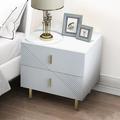 Mercer41 Radin 20"W white bedside table w/ drawers,2drawer Nightstand, white modern bedside cupboard in Brown/White | Wayfair