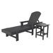 Highland Dunes Juengel 77.6" Long Reclining Single Chaise w/ Table Plastic in Gray | 37.8 H x 21.1 W x 77.6 D in | Outdoor Furniture | Wayfair