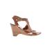 Franco Sarto Wedges: Brown Print Shoes - Women's Size 8 1/2 - Open Toe