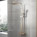 HAIKANGSHOP Frode Brushed Gold Thermostatic Shower Mixer Set Square Twin Head Exposed Valve