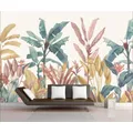 Papier Peint 3D sur Mesure avec Feuilles de Bananier Tropicales Fond de Plante Décoration Murale