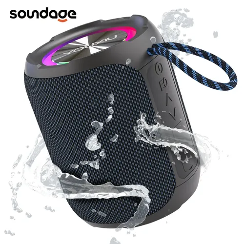 Haut-parleur Bluetooth Portable BT5.0 IPX7, étanche, stéréo, musique Surround, sans fil, avec lumière LED, caisson de basses, haut-parleur extérieur