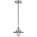 Railroad 8"W Satin Nickel Corded Mini Pendant w/ Satin Nickel Shade