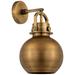 Newton Metal Sphere 14" High Brushed Brass Sconce w/ Brushed Brass Sha