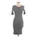 Lularoe Casual Dress - Bodycon Scoop Neck Short sleeves: Gray Solid Dresses - Women's Size Large