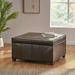 Espresso Leather Storage Ottoman Coffee Table