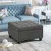 Contemporary Tufted Fabric Storage Ottoman Dark Grey