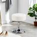 PU Leather Makeup Stool Height Adjustable Swivel Round Ottoman White