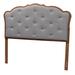 Leandra Classic and Traditional Grey Fabric and Walnut Brown Finished Wood Headboard