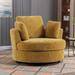 42.2"W Chenille Swivel Accent Barrel Chair with 3 Pillows