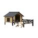 GymChoice 67 Wooden Dog House Cabin Style Elevated Pet Shelter Wooden Dog Kennel with Porch Outdoor Dog House Weatherproof Dog Kennel for Medium/Small Dogs