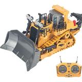 JLLOM RC Bulldozer Construction Toy: Remote Control with Light Sound and Durable Metal Shovel - Ideal for Building Adventures