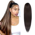 Glitz Ponytail Extension Straight 28 Inch Long Drawstring Ponytail For Black Women Natural Clip In Hair Extension Fake Ponytail Synthetic Hair Piece (28 Inch (Pack Of 1) FS4/30 (Medium Dark B