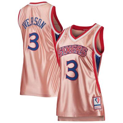 Mitchell & Ness Allen Iverson Pink Philadelphia 76ers 75th Anniversary Rose Gold 1996 Swingman-Trikot für Damen