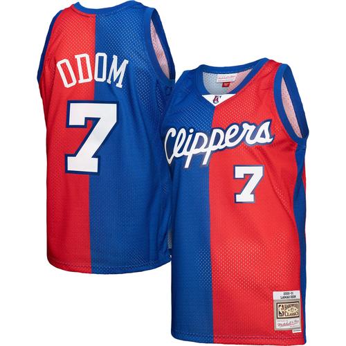 Herren Mitchell & Ness Lamar Odom Royal/Red LA Clippers Hardwood Classics 2000/01 Split Swingman Trikot