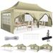 HOTEEL 10 x20 Ez Pop up Canopy Tent Commercial Instant Canopies with 6 Removable Sidewalls for Patio Picnic Carport Party Wedding Khaki