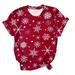 YFPWM Merry Christmas Shirts Women Xmas Print Tops Holiday T Shirts Round Neck Short Sleeve Shirt Elk T Shirt Merry Christmas Sweatshirt Women Christmas Shirt Funny Print Casual Fall Tops Red S