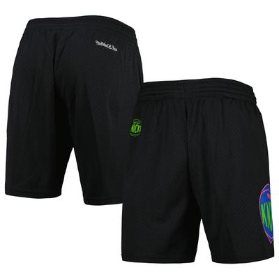 Schwarze New York Knicks Hardwood Classics Color Bomb Energy Shorts für Herren von Mitchell & Ness Image