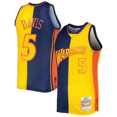 Herren Mitchell & Ness Baron Davis Split Swingman-Trikot der Golden State Warriors Hardwood Classics 2006/07 in Marineblau/Gold Image