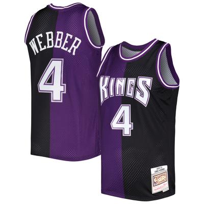 Herren Mitchell & Ness Chris Webber Lila/Schwarz Sacramento Kings Hardwood Classics 2000/01 Split Swingman Trikot Image