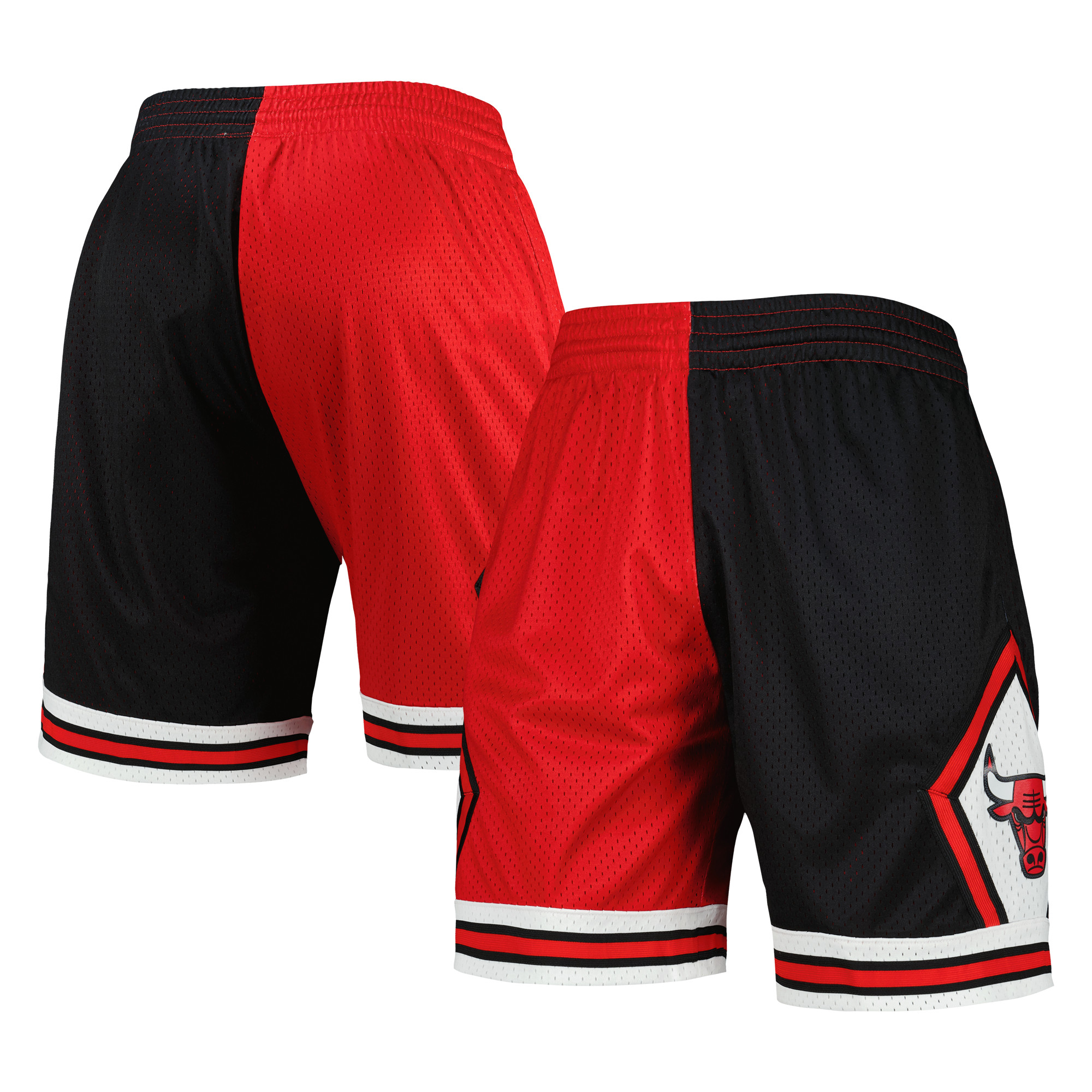 Schwarz/Rot Mitchell & Ness Chicago Bulls Hardwood Classics 1997 Split Swingman Shorts für Herren Image