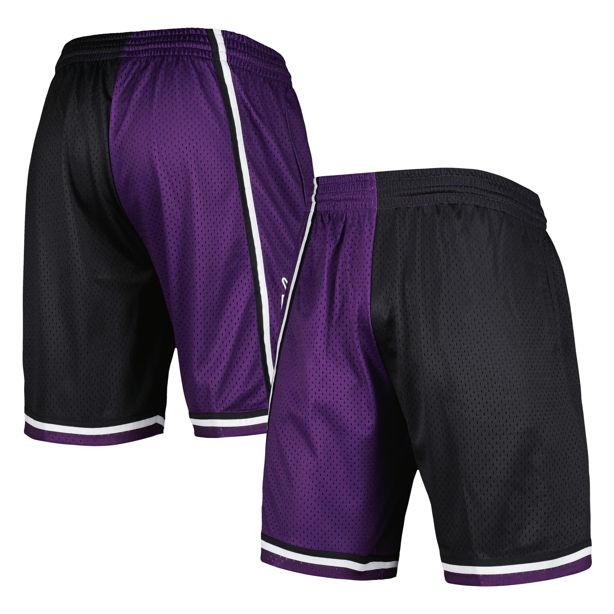 Herren Mitchell & Ness Sacramento Kings Hardwood Classics 2000 Split Swingman Shorts in Schwarz/Lila Image