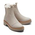 TOMS Pale Grey Leather Faux Fur Lined Chunky Chelsea Boots New Look