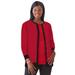 Plus Size Women's Fine Gauge Cardigan by Jessica London in Classic Red Black (Size 12) Sweater