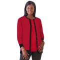 Plus Size Women's Fine Gauge Cardigan by Jessica London in Classic Red Black (Size 34/36) Sweater