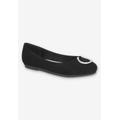 Wide Width Women's Dia Casual Flat by Easy Street in Black Lamy (Size 7 1/2 W)