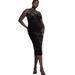 Plus Size Women's Velvet Midi Dress With Cowl by ELOQUII in Black Onyx (Size 22)