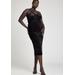 Plus Size Women's Velvet Midi Dress With Cowl by ELOQUII in Black Onyx (Size 22)