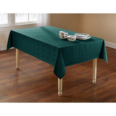 Wide Width Jacquard Tablecloth by BrylaneHome in Hunter Green (Size 60