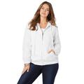 Plus Size Women's Cotton Complete Zip-Up Hoodie by Roaman's in White Denim (Size 40 W) Denim Jacket