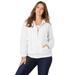 Plus Size Women's Cotton Complete Zip-Up Hoodie by Roaman's in White Denim (Size 40 W) Denim Jacket
