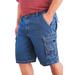 Men's Big & Tall Boulder Creek® 12" Side Elastic Denim Cargo Shorts by Boulder Creek in Blue Wash (Size 50)