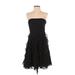 White House Black Market Cocktail Dress - A-Line Strapless Sleeveless: Black Print Dresses - Women's Size 2