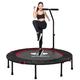 FK Sports 40”/48” Foldable fitness Trampoline, Mini Rebounder with Adjustable U or T Bar Foam Handle For Kids Adults Fitness Body Exercise Max Load 140kg (40" With T bar Handle Black)