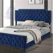 House of Hampton® Faylene Tufted Panel Bed Upholstered/Polyester in Gray/Blue/White | 47 H x 80.25 W x 85 D in | Wayfair