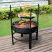 Arlmont & Co. Natavia 36.2" H x 26" W Outdoor Fire Pit w/ Grills for BBQ Cast Iron in Black/Brown/Gray | 36.2 H x 26 W x 26 D in | Wayfair