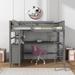 Harriet Bee Harrisen Full Loft Bed w/ Drawers Wood in Gray | 69.4 H x 58.6 W x 80.6 D in | Wayfair 928FFDDE9C83446BB9C369DAF8C585BA