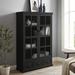 Wildon Home® Nouvelle Solid + Manufactured Wood Single Storage Cabinet ( 60" H x 40.16" W x 14" D) Manufactured Wood/Solid Wood in Black | Wayfair