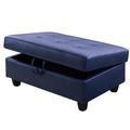 Winston Porter Maera Vegan Leather Storage Ottoman Faux Leather in Blue | 17.5 H x 35 W x 23.5 D in | Wayfair 75D9697356E940C1AE2602549923CA54