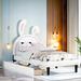 Trinx Janova Twin Size Leather Platform Bed w/ Rabbit Headboard & 2 Drawers Upholstered/Faux leather in White | 58.3 H x 40.5 W x 80 D in | Wayfair