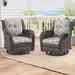 Red Barrel Studio® Danice Swivel Wicker Outdoor Club Chair Lounge Chair Wicker/Rattan in Brown | 35 H x 32 W x 32 D in | Wayfair