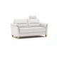CAVADORE Leder 3er-Sofa Palera / Landhaus-Couch mit Federkern, Kopfstütze + massiven Holzfüßen / 179 x 89 x 89 / Leder Weiß